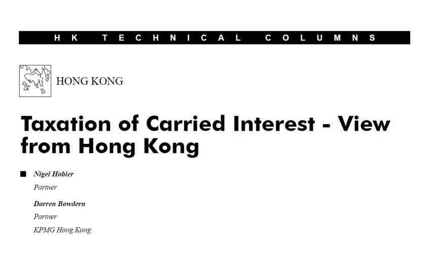 Taxation of Carried Interest – View from Hong Kong