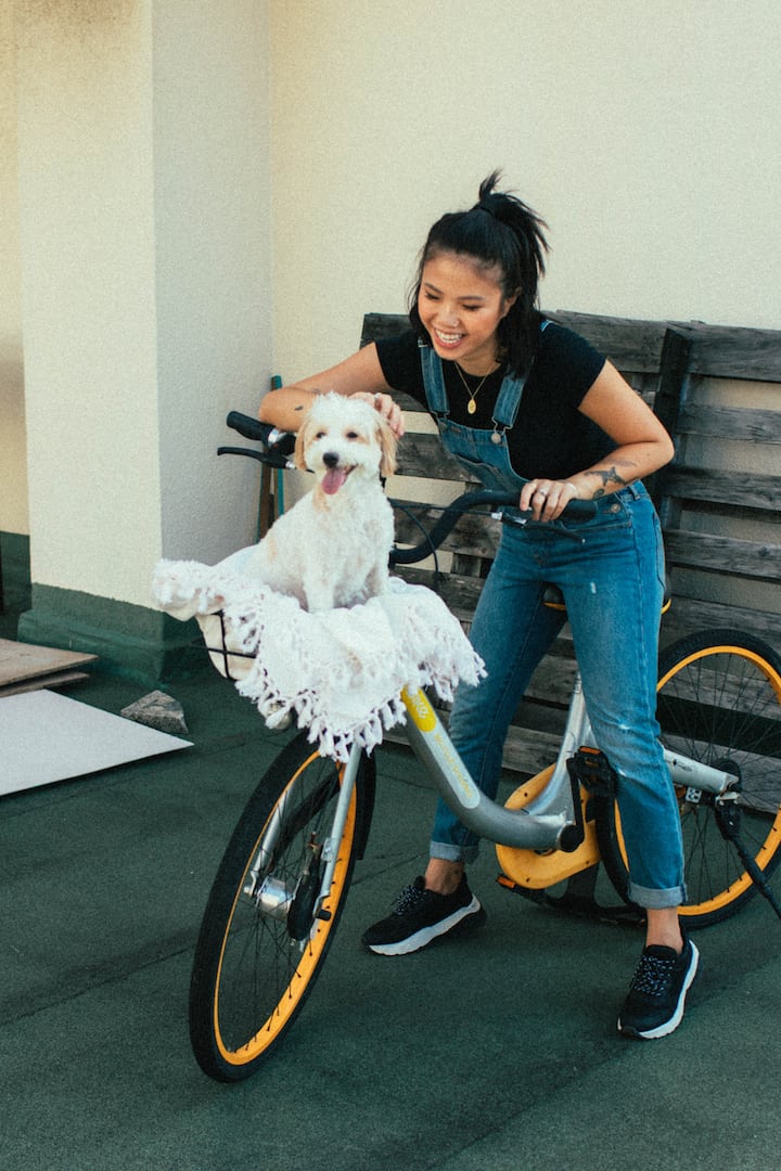 Layla Luna Founder, Joie Tan with her maltipoo, Layla